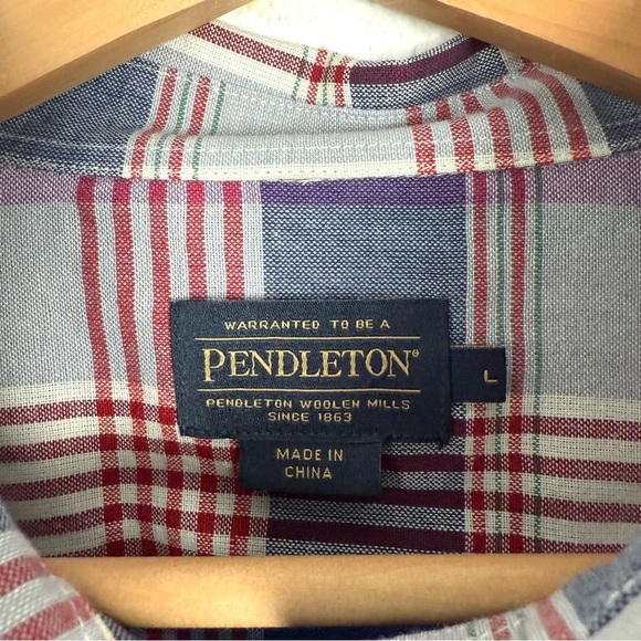 Pendleton 100% Cotton Plaid Button Down Up Shirt Blouse Large - Picture 2 of 6